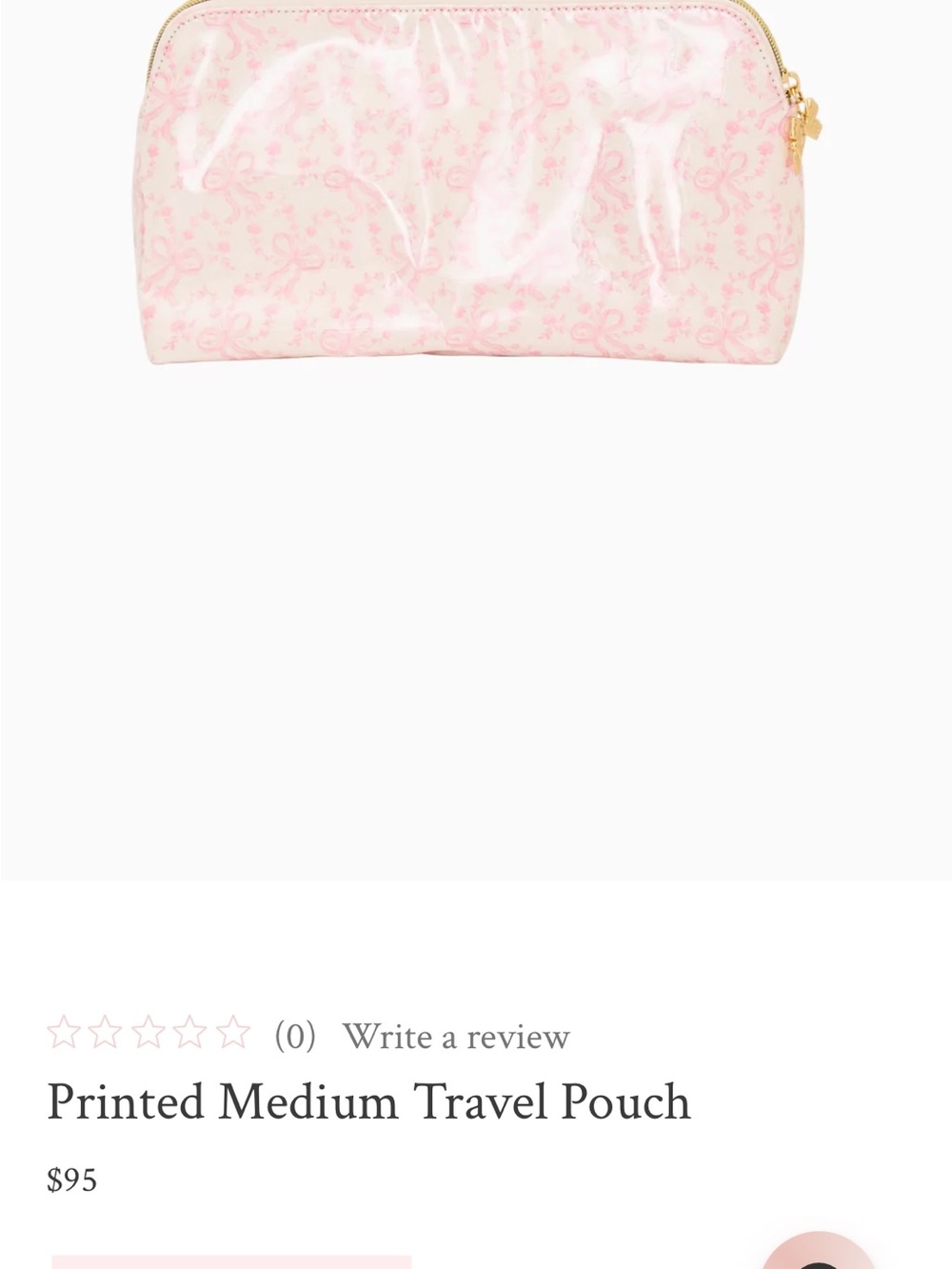 LoveShackFancy Pink Printed Cosmetic Pouch with Gold Zip